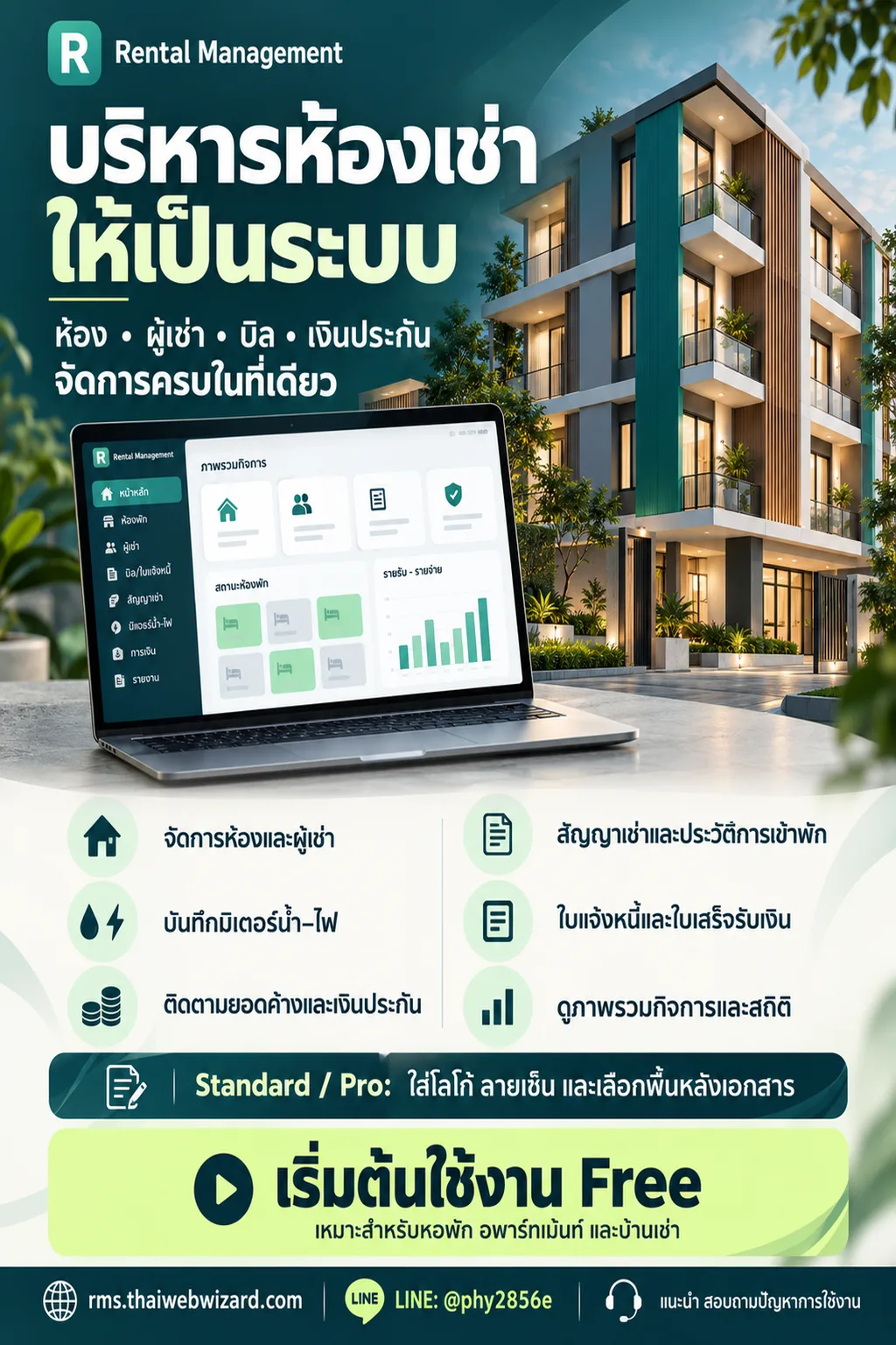 ระบบงาน บริหารห้องเช่าให้เป็นระบบ